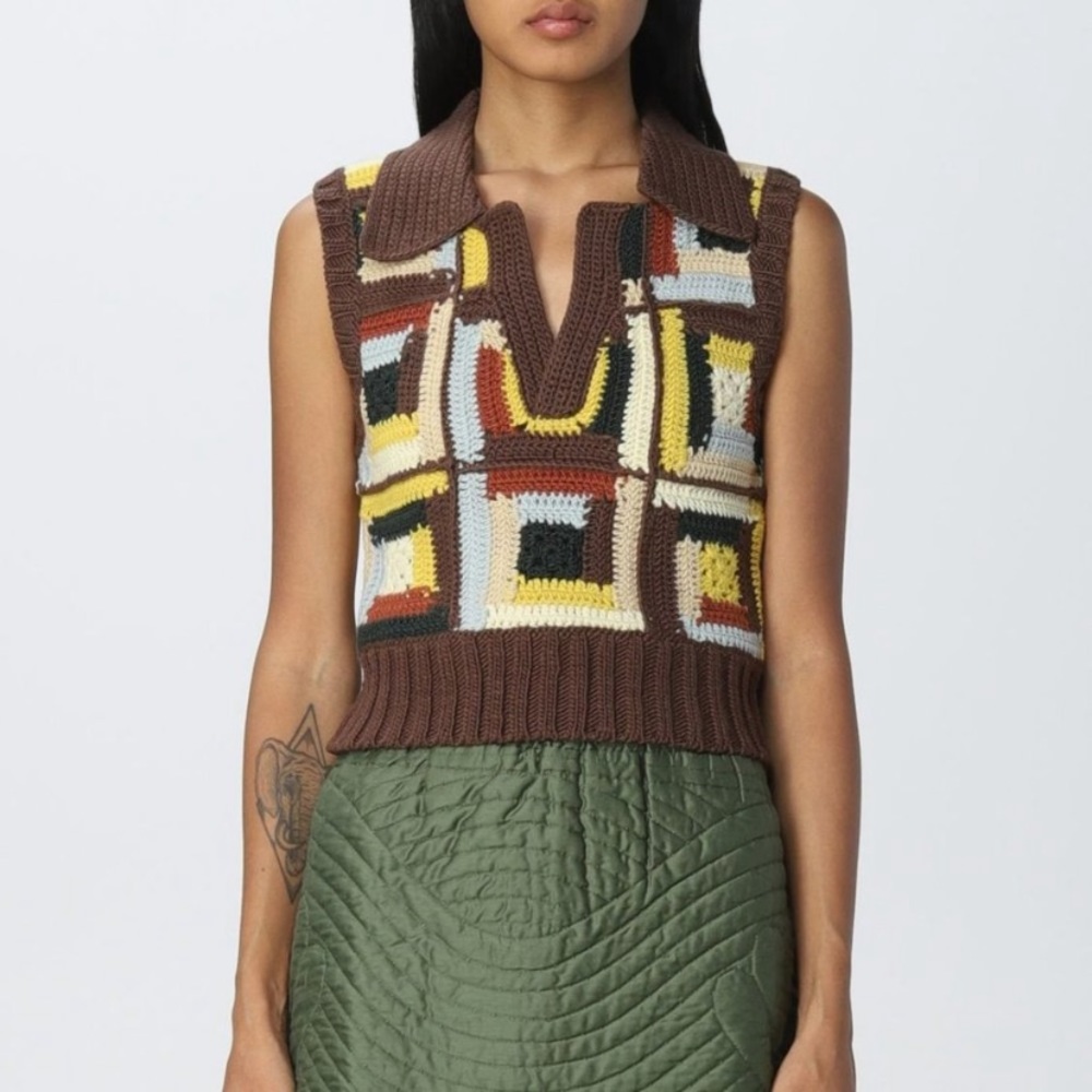 Sea New York Brown Multicolor Sweater Vest